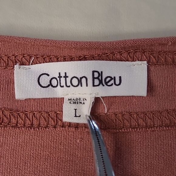 Cotton Blue sz L cropped top distressed seams - Picture 4 of 6